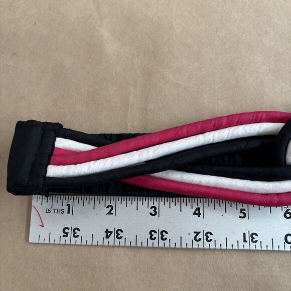 Vintage 100% Silk Knot Belt Elastic Pink And Black Size Medium - Picture 3 of 8